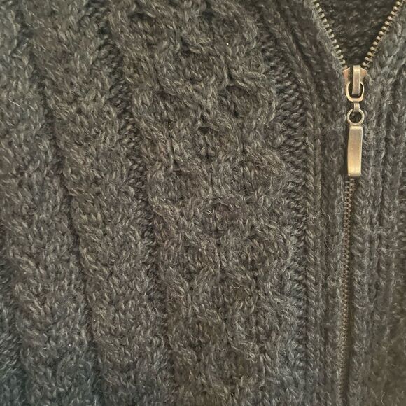 Inis Craft Zippered Cable Knit Cardigan - Green/Gray - Picture 8 of 9